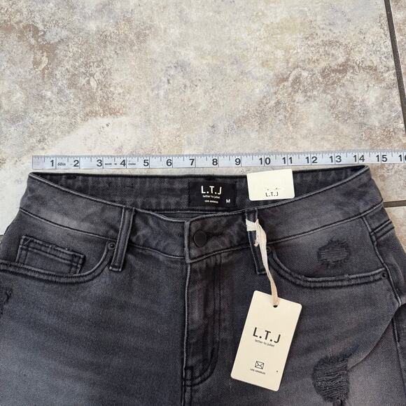 Letter to Juliet L.T.J  Black Frayed Denim Distressed Jean Shorts NWT Medium - Picture 5 of 6